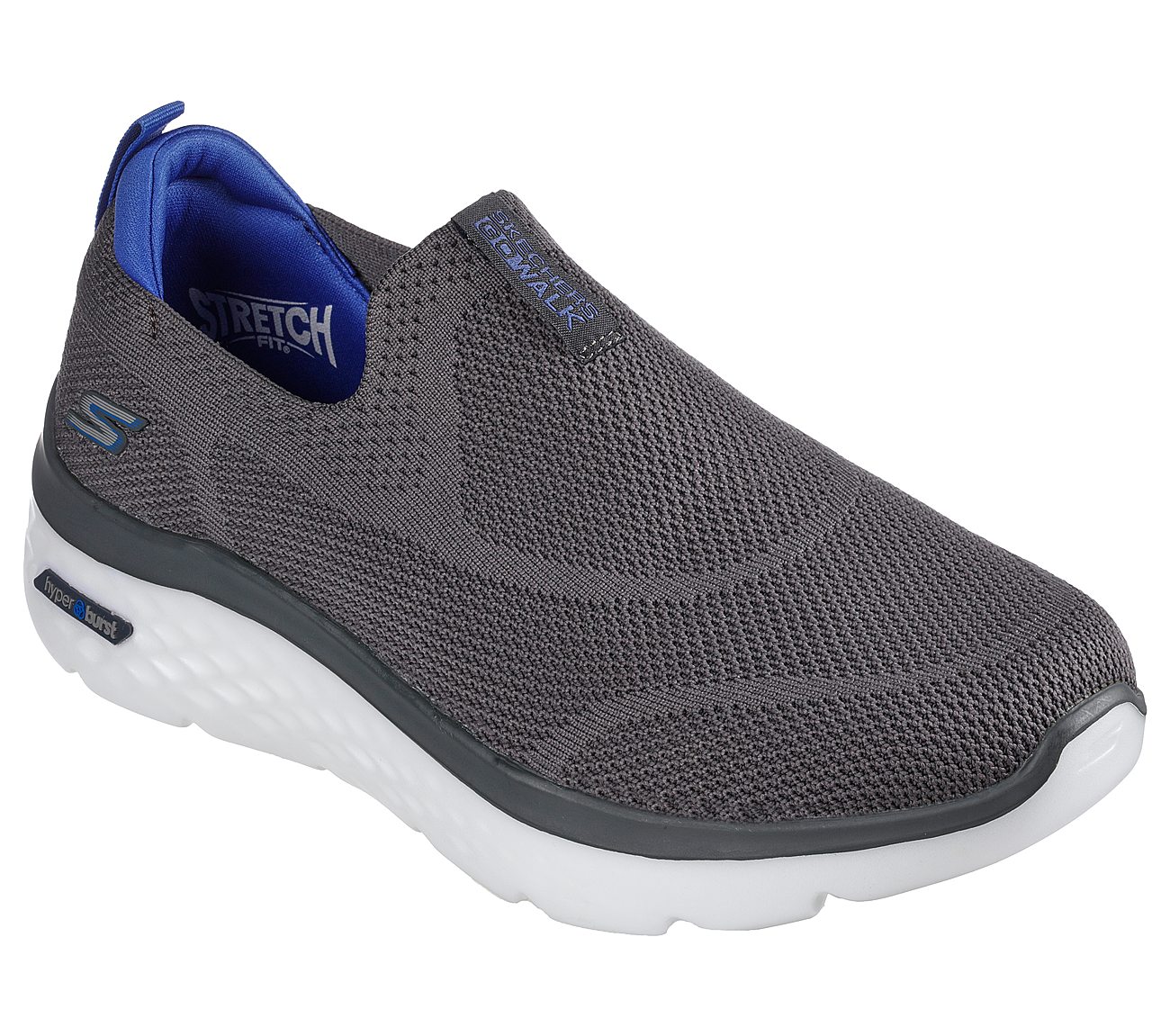 Skechers Charcoal Blue Go Walk Hyper Burst Mens Slip On Shoes Style