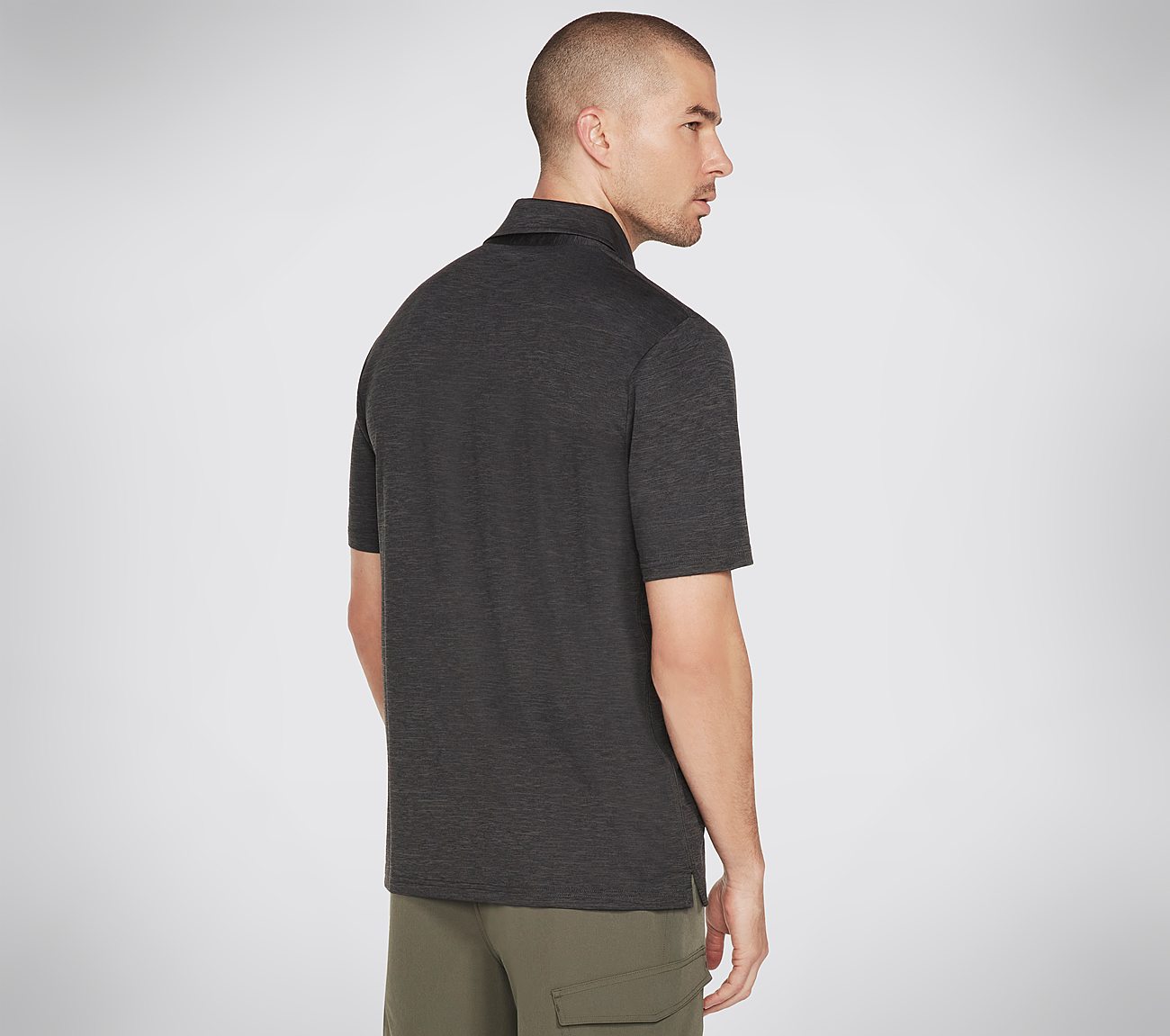 ON THE ROAD POLO, BLACK/CHARCOAL Apparel Top View