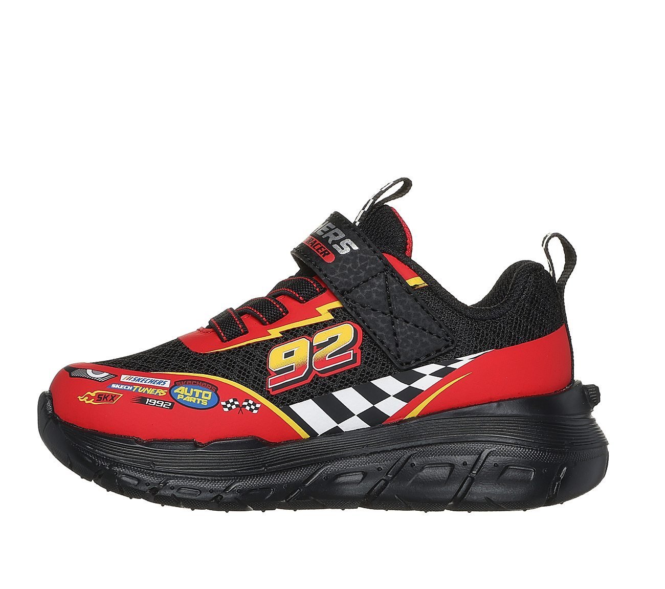 SKECH TRACKS, BLACK/RED Footwear Left View