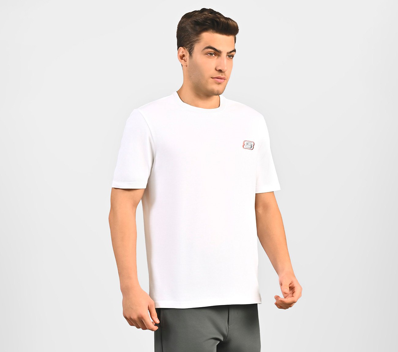 MENS BASIC LOGO  CREW NECK, WHITE Apparel Bottom View