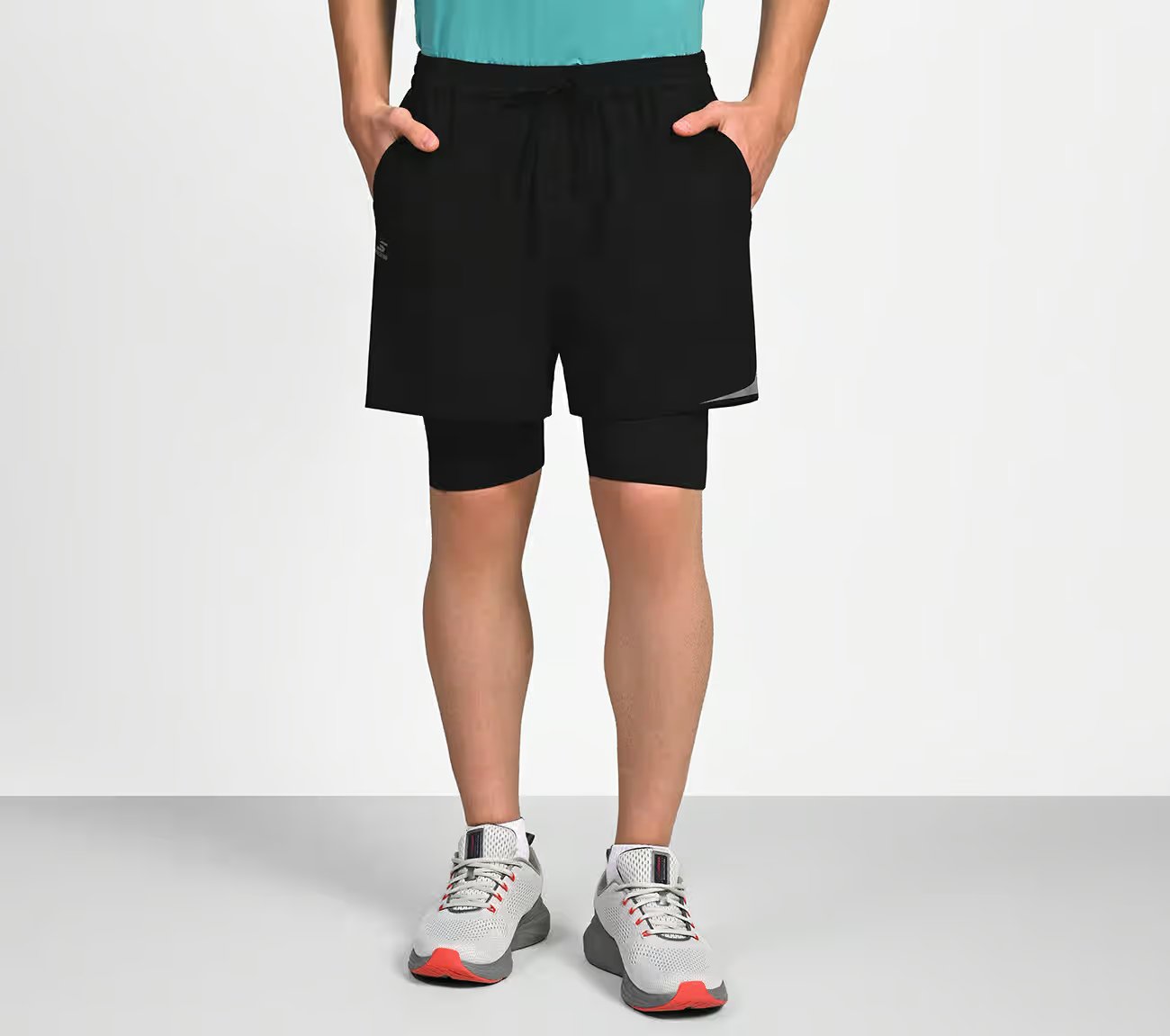 FIREFLY LAYER SHORTS, BLACK/CHARCOAL/BLUE Apparel Lateral View