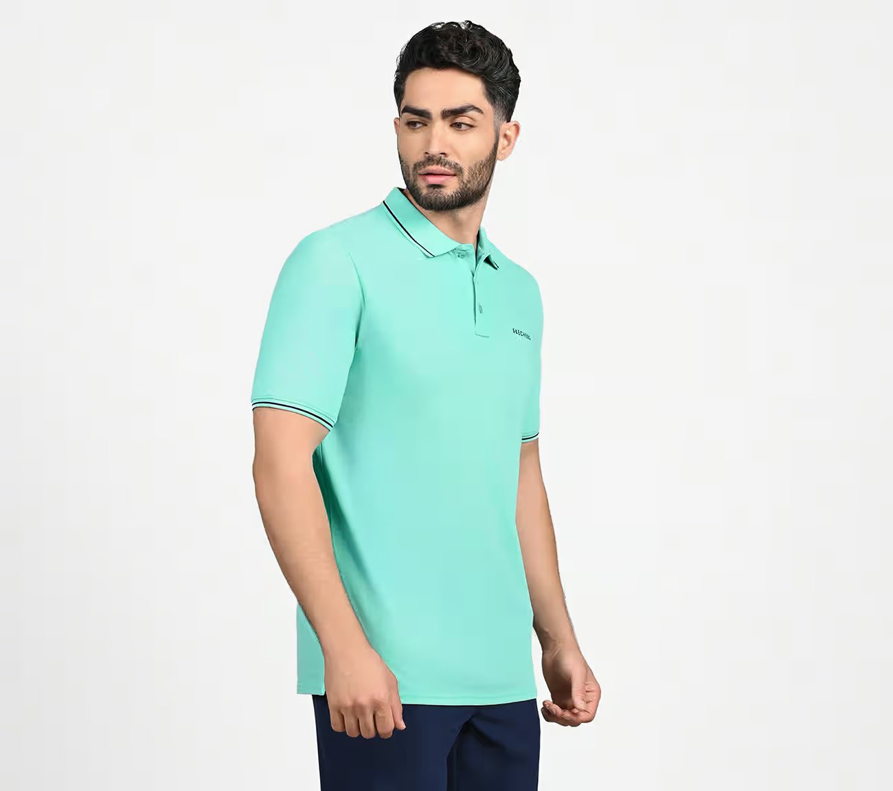 SKECHERS EVERYDAY POLO, AQUA Apparel Bottom View