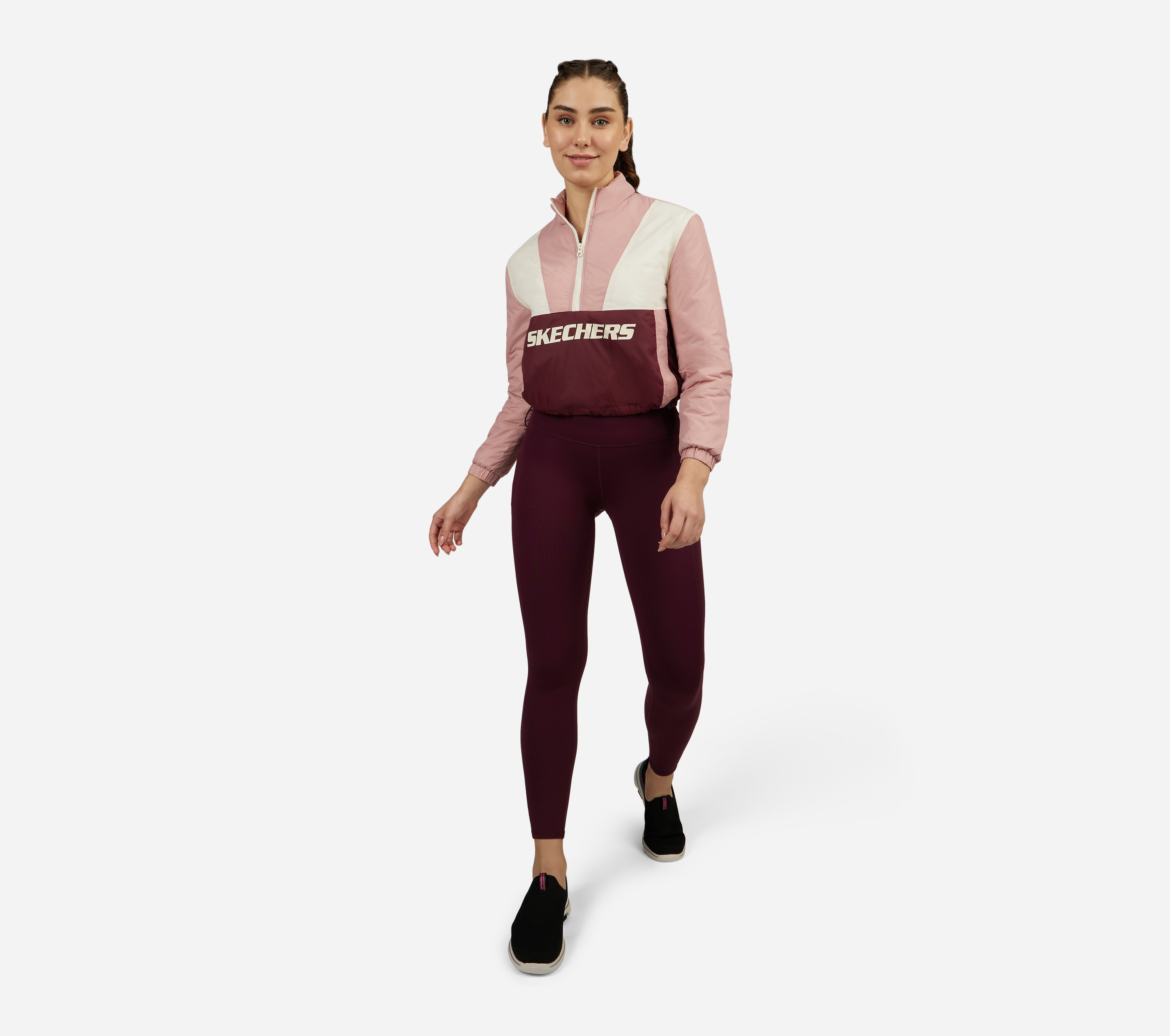 COLORBLOCK 1/2 ZIP JACKET, BURGUNDY/PINK Apparel Left View