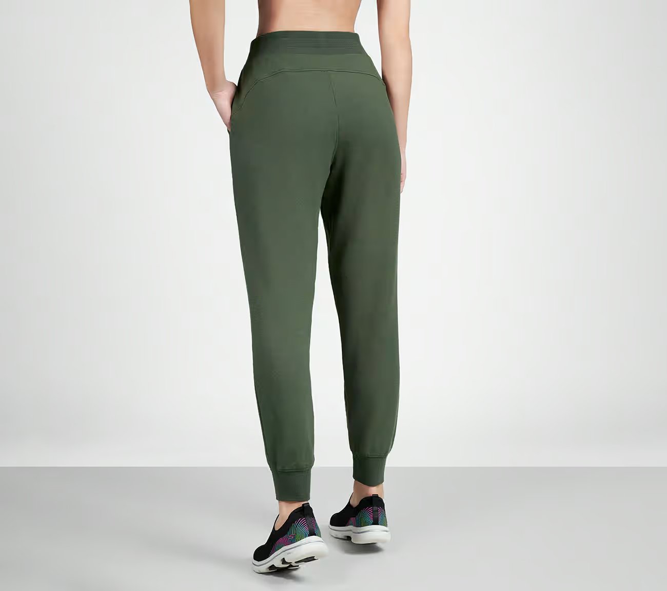 SKECHLUXE RENEW JOGGER, OLIVE/BLACK Apparel Left View