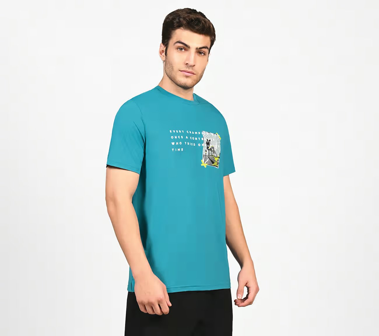 FIREFLY CHAMP TEE, TEAL/MULTI Apparel Bottom View