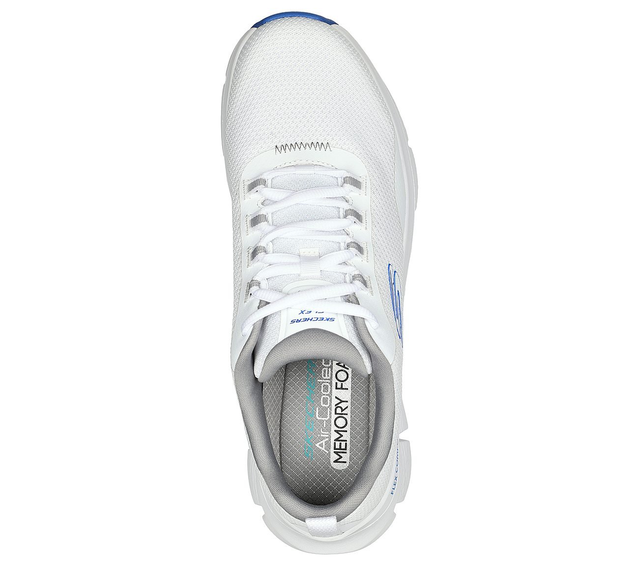 FLEX COMFORT, WHITE/BLUE Footwear Top View