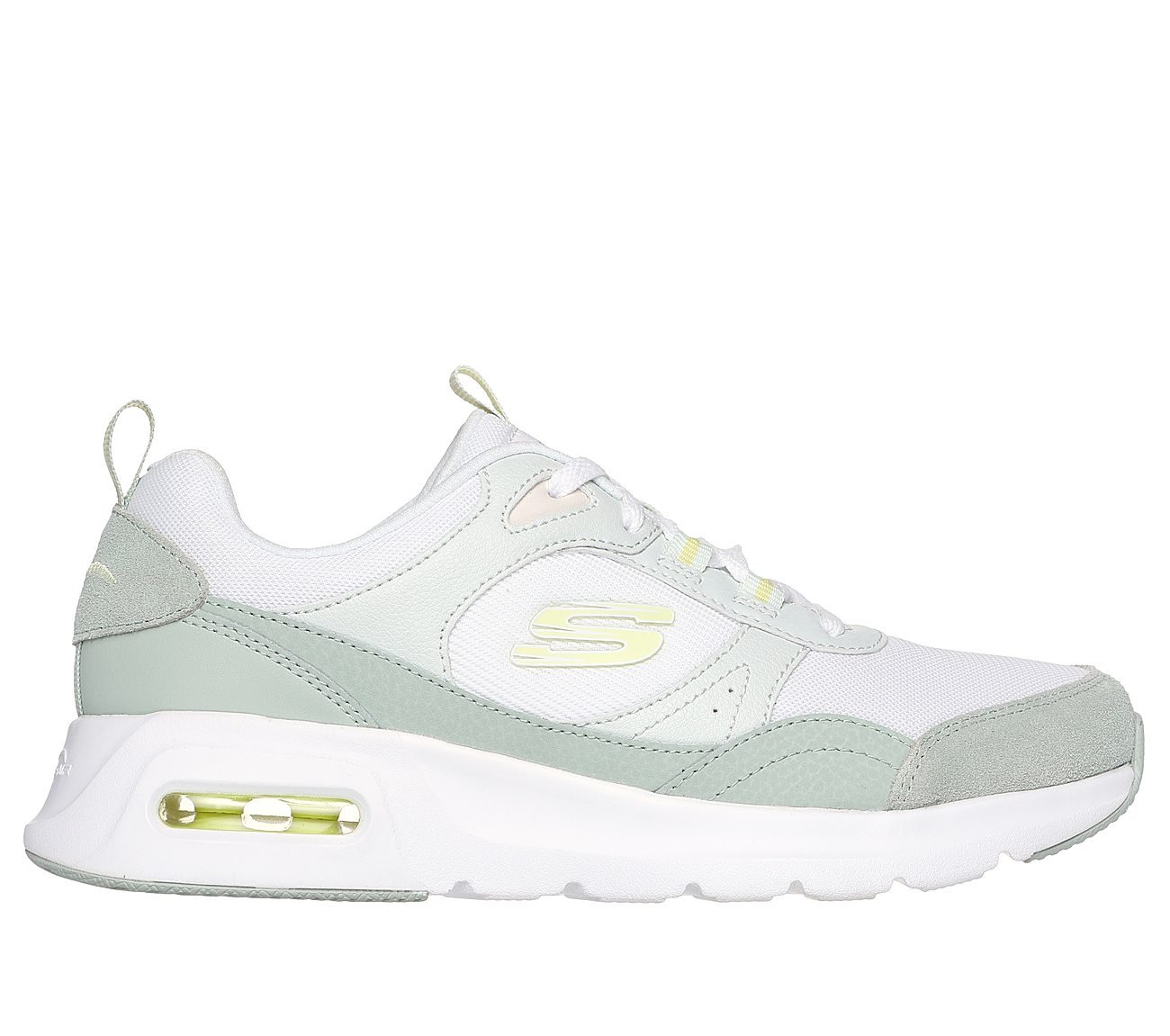 SKECH-AIR COURT-COOL AVENUE, WHITE/GREEN Footwear Lateral View