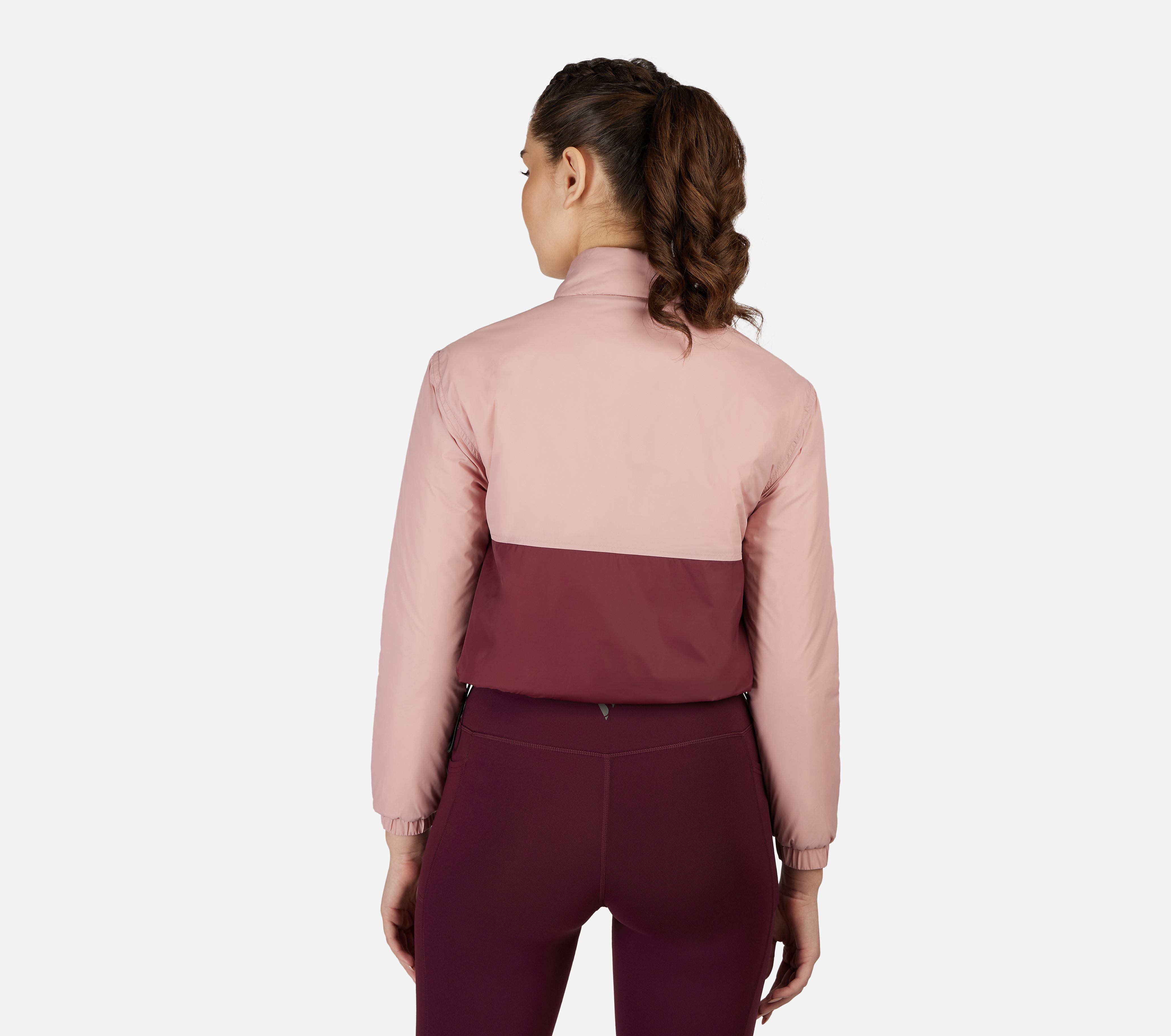 COLORBLOCK 1/2 ZIP JACKET, BURGUNDY/PINK Apparel Bottom View