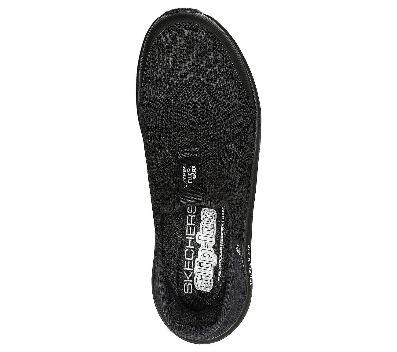 Skechers Slip-ins Relaxed Fit®: D'Lux Walker - Homebound, BLACK/WHITE Footwear Top View