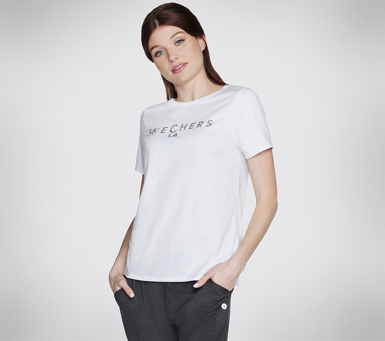 SKECHERS SHINE T-SHIRT, WWWHITE Apparel Lateral View