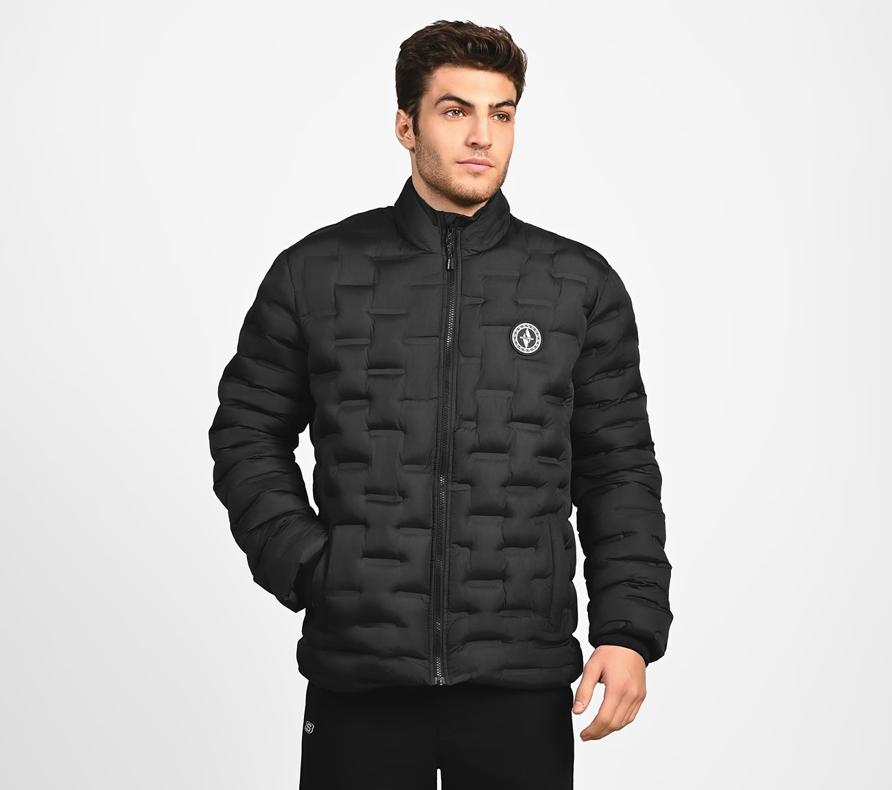 PUFFER FZ JACKET WITH ZIPPER, BLACK/CHARCOAL/BLUE Apparel Lateral View