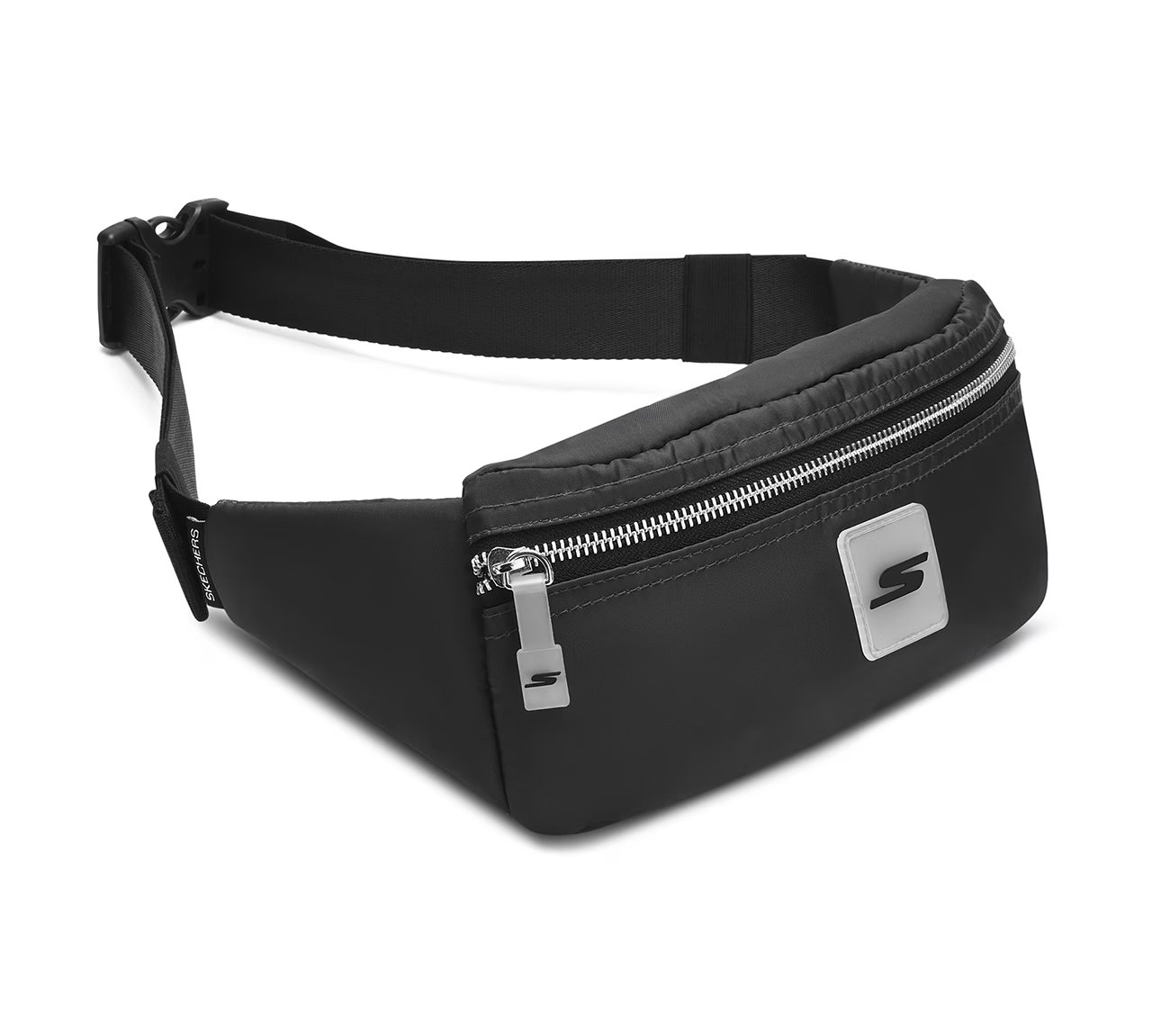 WAIST BAG WITH METALLIC ZIPPER, BBBBLACK Accessories Top View