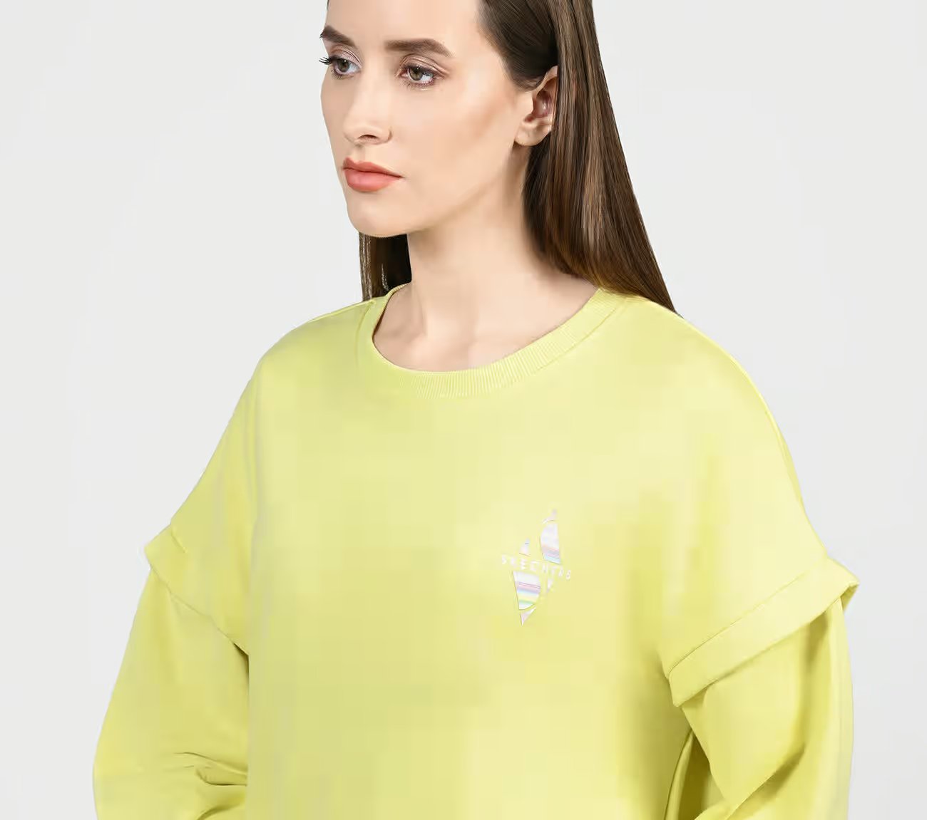 OASIS LAYERED SLEEVE SWEATSHIRT, LIGHT YELLOW Apparel Right View