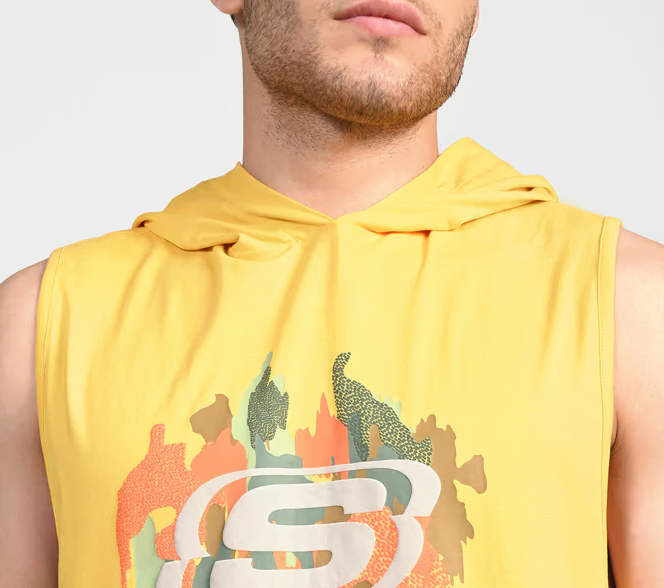 OASIS CAMO HOODIE TANK, RED/YELLOW Apparel Right View