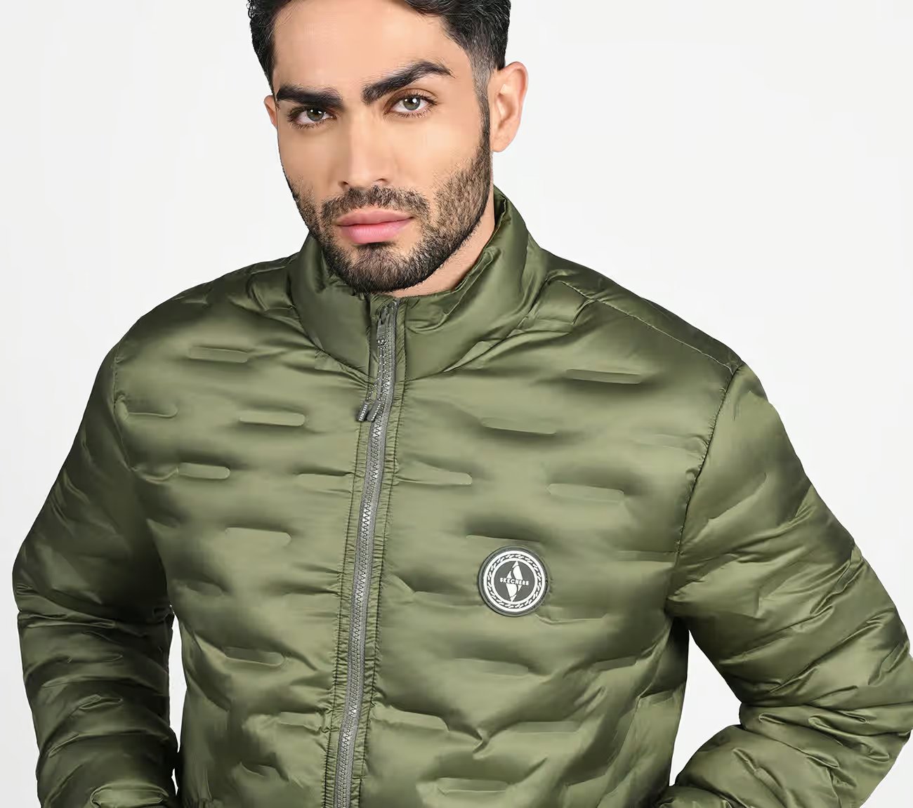 PUFFER FZ JACKET WITH ZIPPER, OOLIVE Apparel Right View