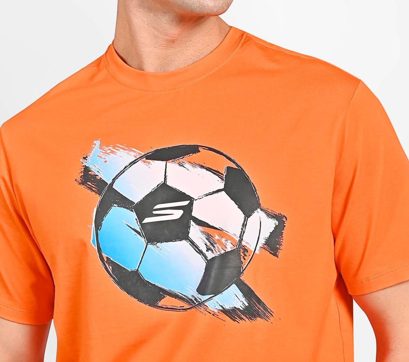 SKECHERS MENS SOCCER BALL OVERSIZE, TAUPE/ ORANGE Apparel Right View