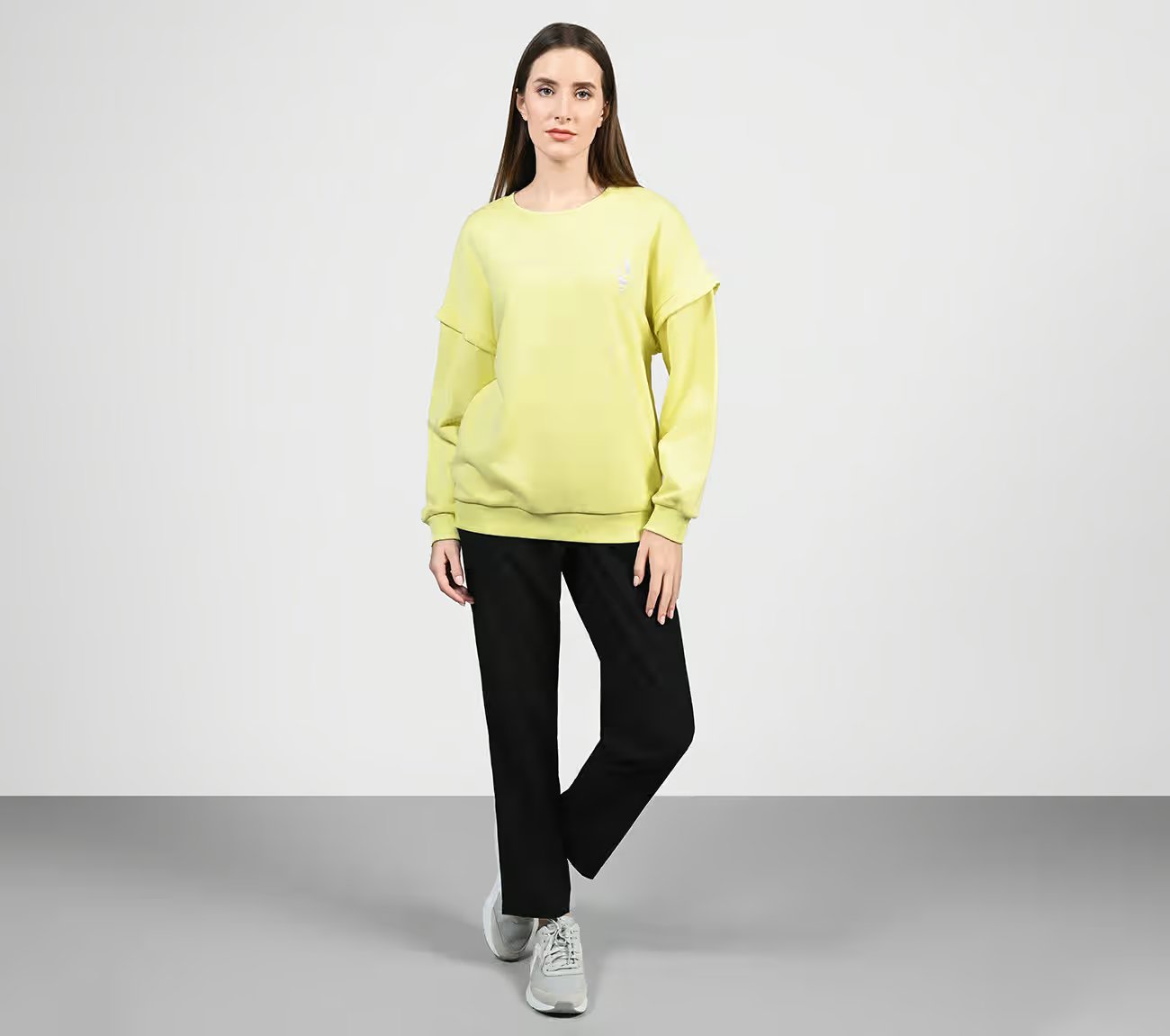 OASIS LAYERED SLEEVE SWEATSHIRT, LIGHT YELLOW Apparel Right View