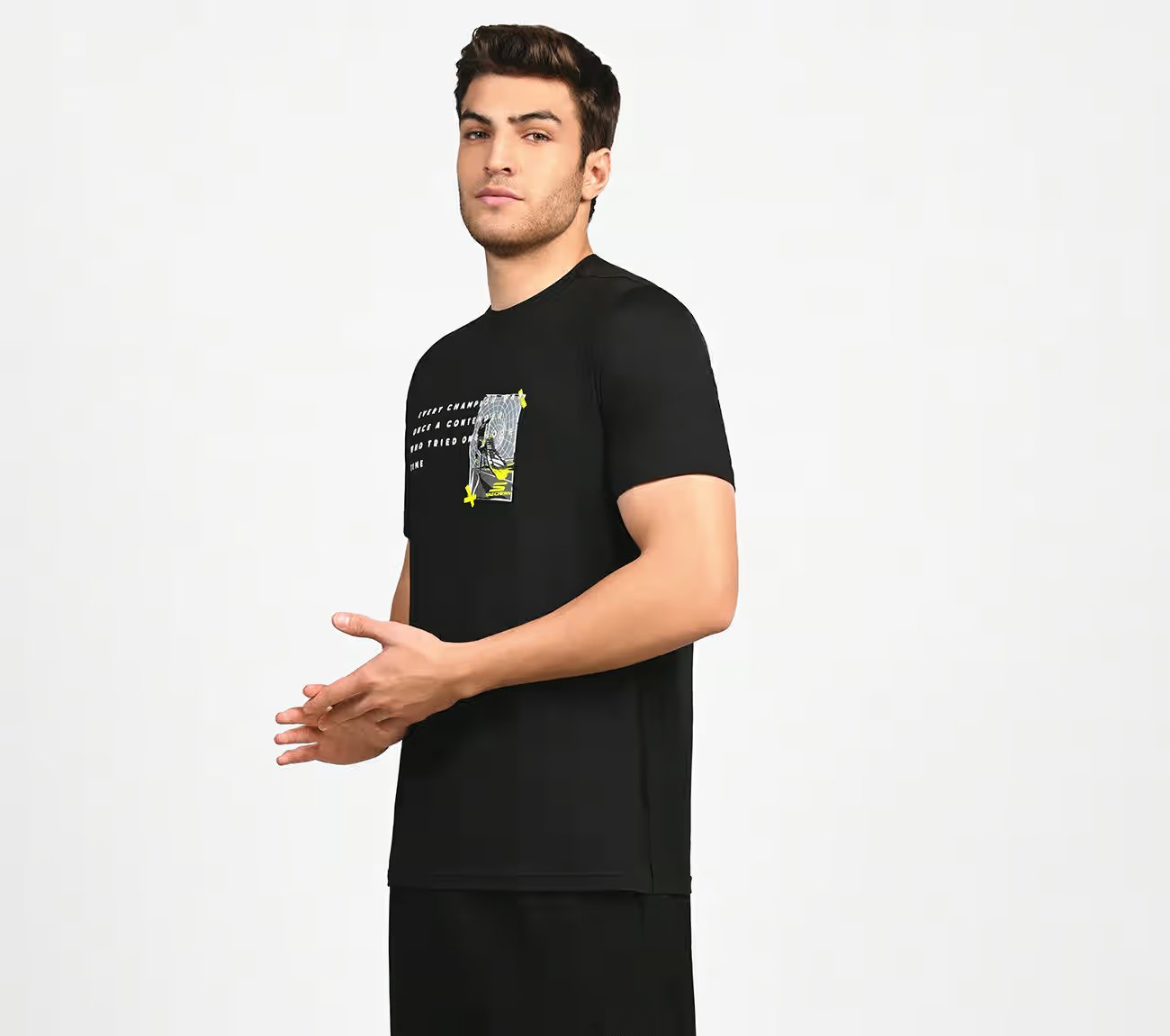 FIREFLY CHAMP TEE, BLACK/CHARCOAL/BLUE Apparel Top View