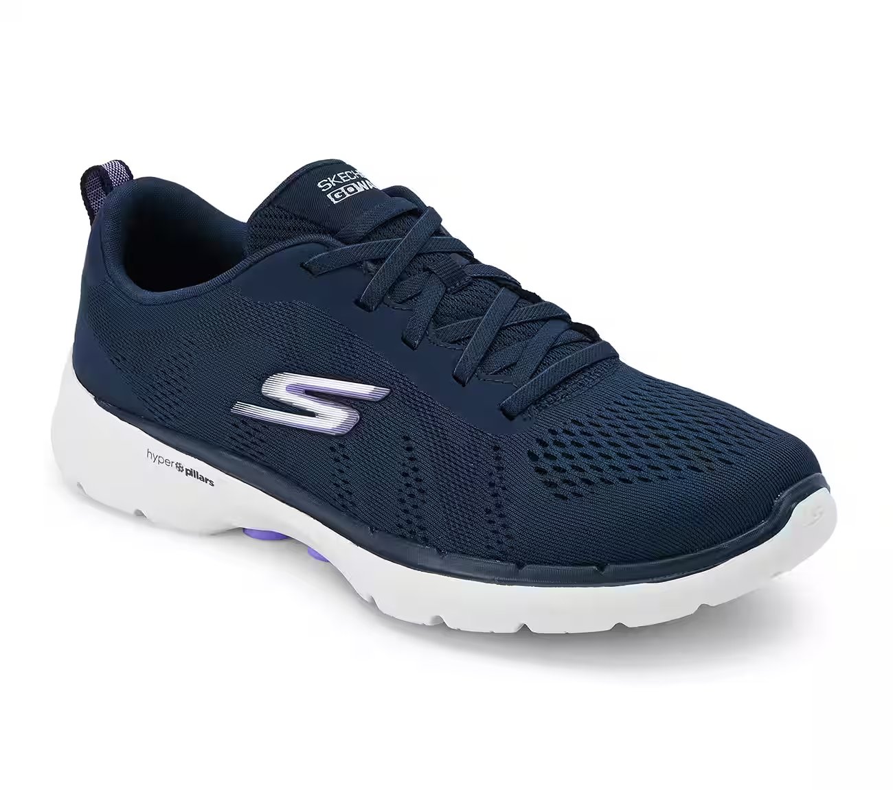 GO WALK 6, NAVY/LAVENDER Footwear Right View