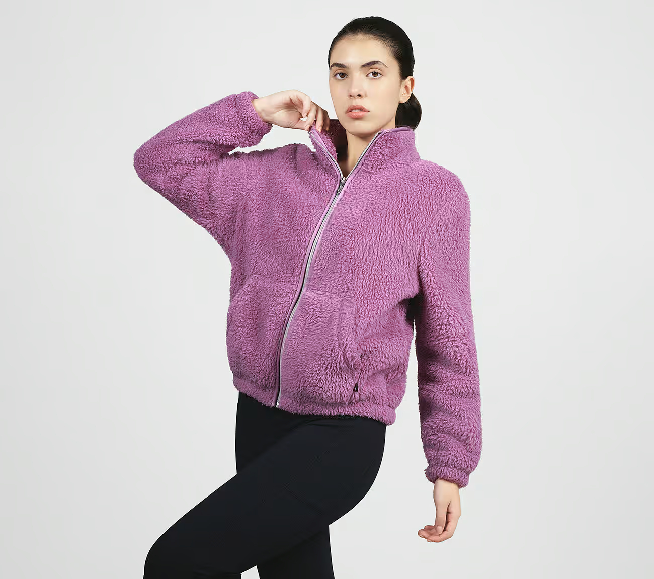 GOSHINE SHERPA JACKET, LIGHT MAUVE Apparel Top View