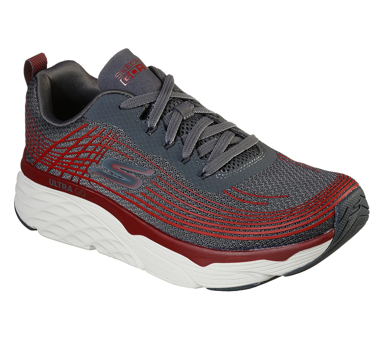 MAX CUSHIONING ELITE, CHARCOAL/RED Footwear Right View