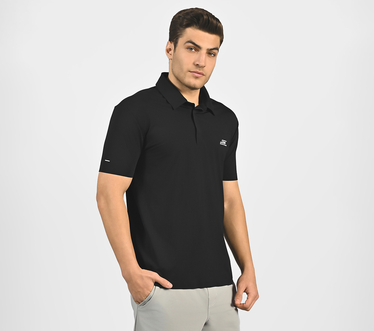 MENS BASIC POLO, BLACK/CHARCOAL/BLUE Apparel Bottom View