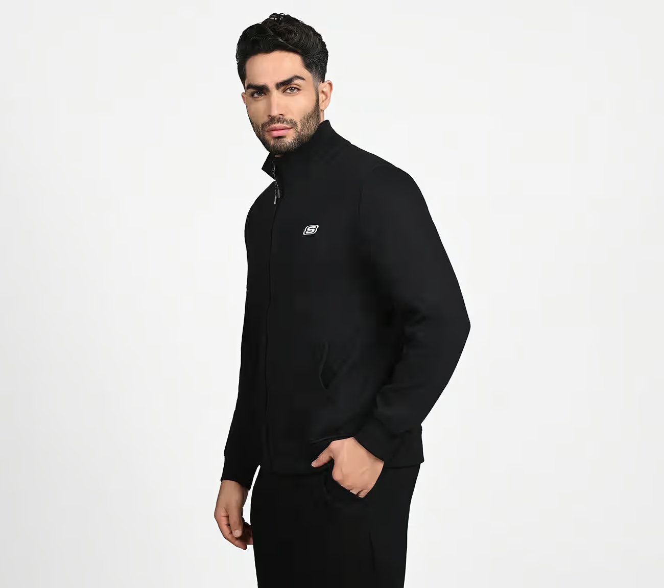 SKECHERS LIFESTYLE JACKET, BBBBLACK Apparel Top View