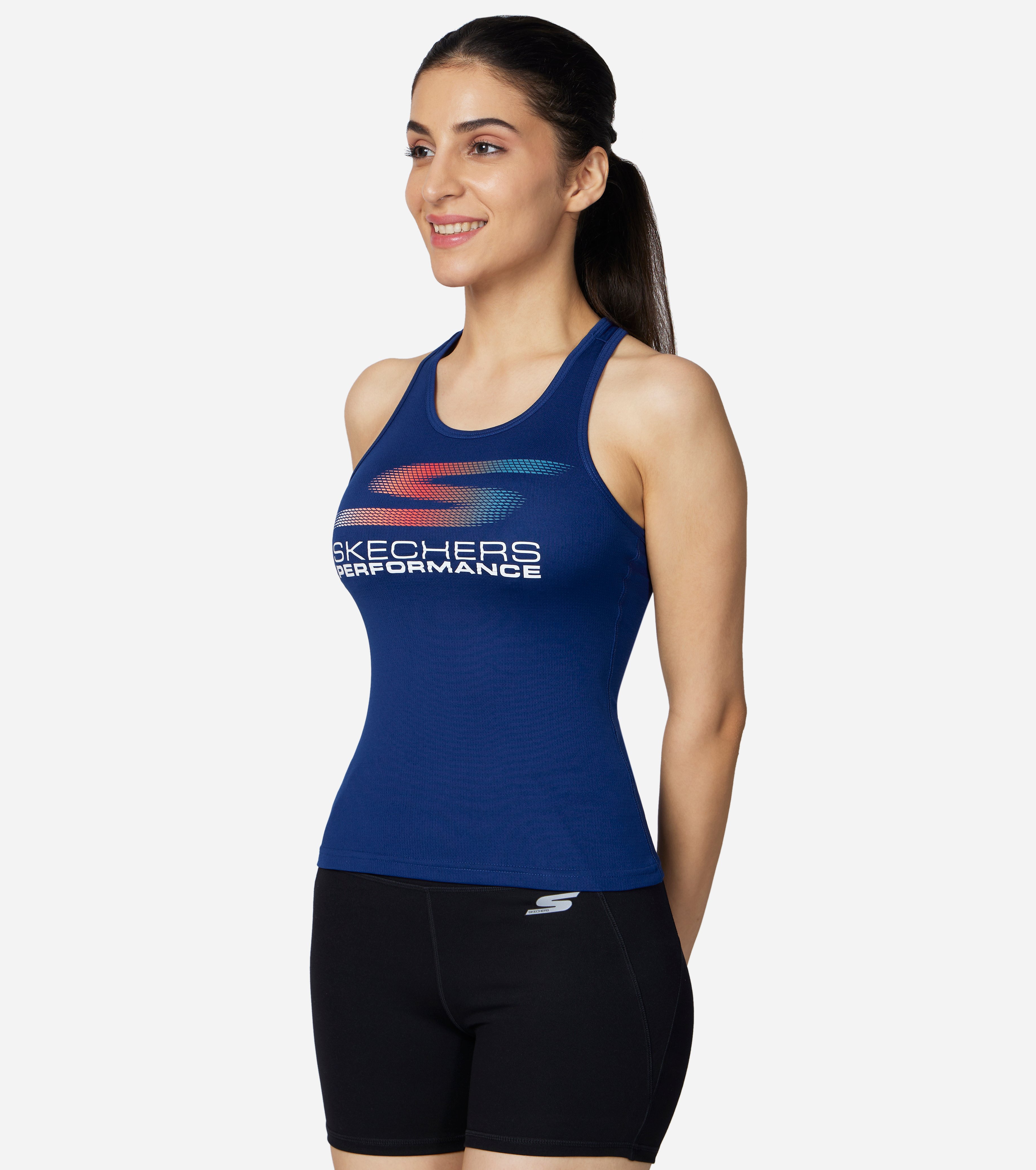 WOMENS ELITE SINGLET, BLUE/WHITE Apparel Top View