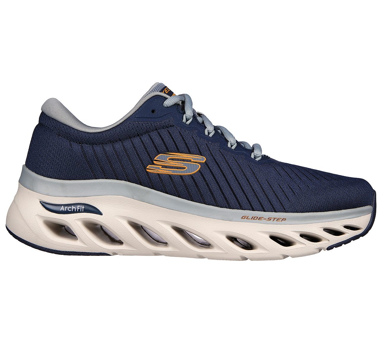 ARCH FIT GLIDE-STEP - KRONOS, NAVY/GREY Footwear Lateral View