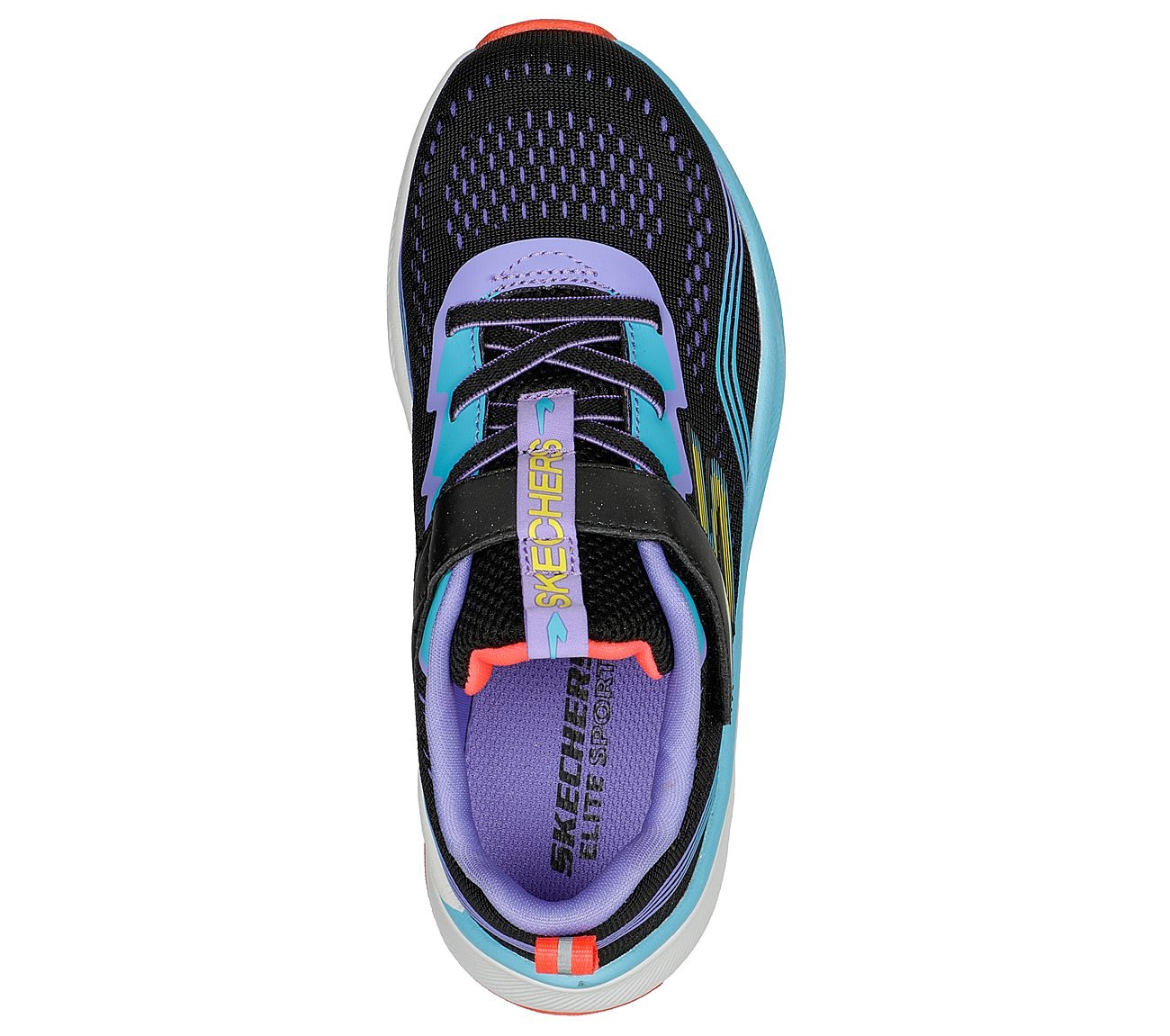 SKECHERS ELITE SPORT - 3 2 GO, BLACK/MULTI Footwear Top View