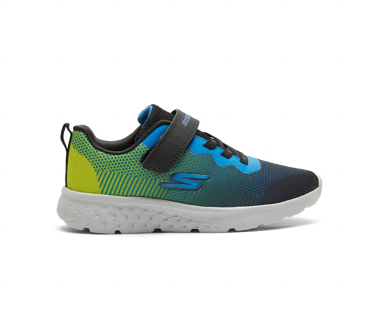 GO RUN 400, BLACK/BLUE/LIME Footwear Lateral View