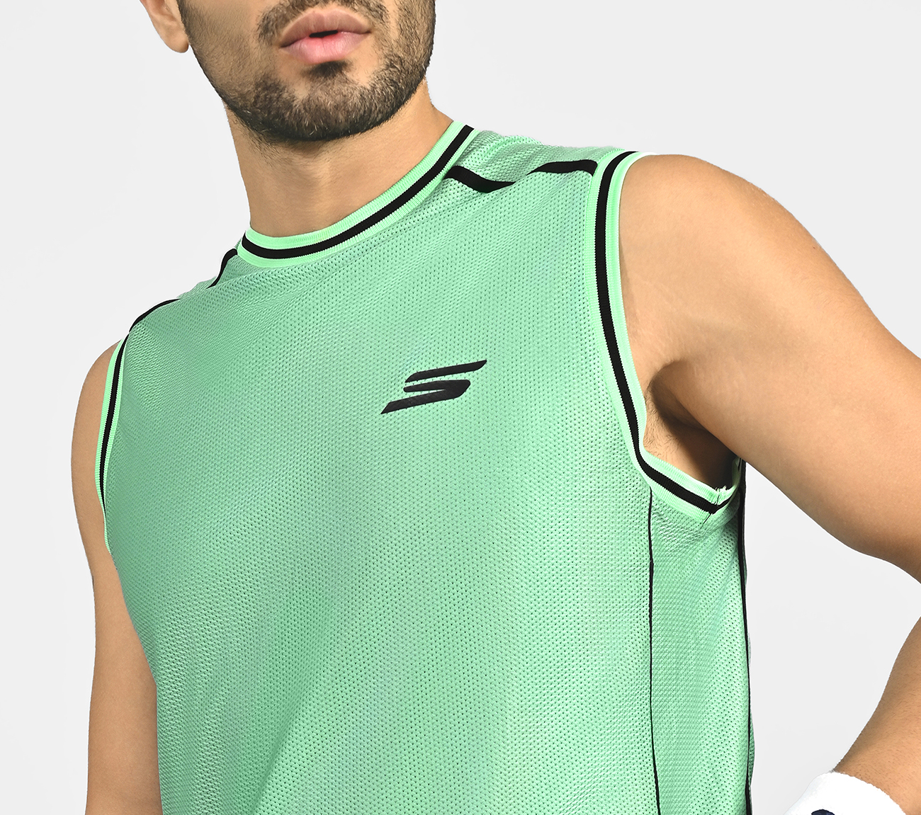 SKECHERS BASKETBALL MENS TANK, LIME/MULTI Apparel Right View