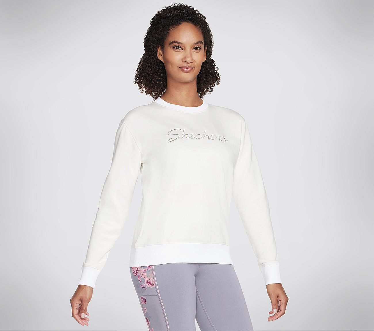 SKECHERS SIGNATURE CREW, WHITE/SILVER Apparel Lateral View