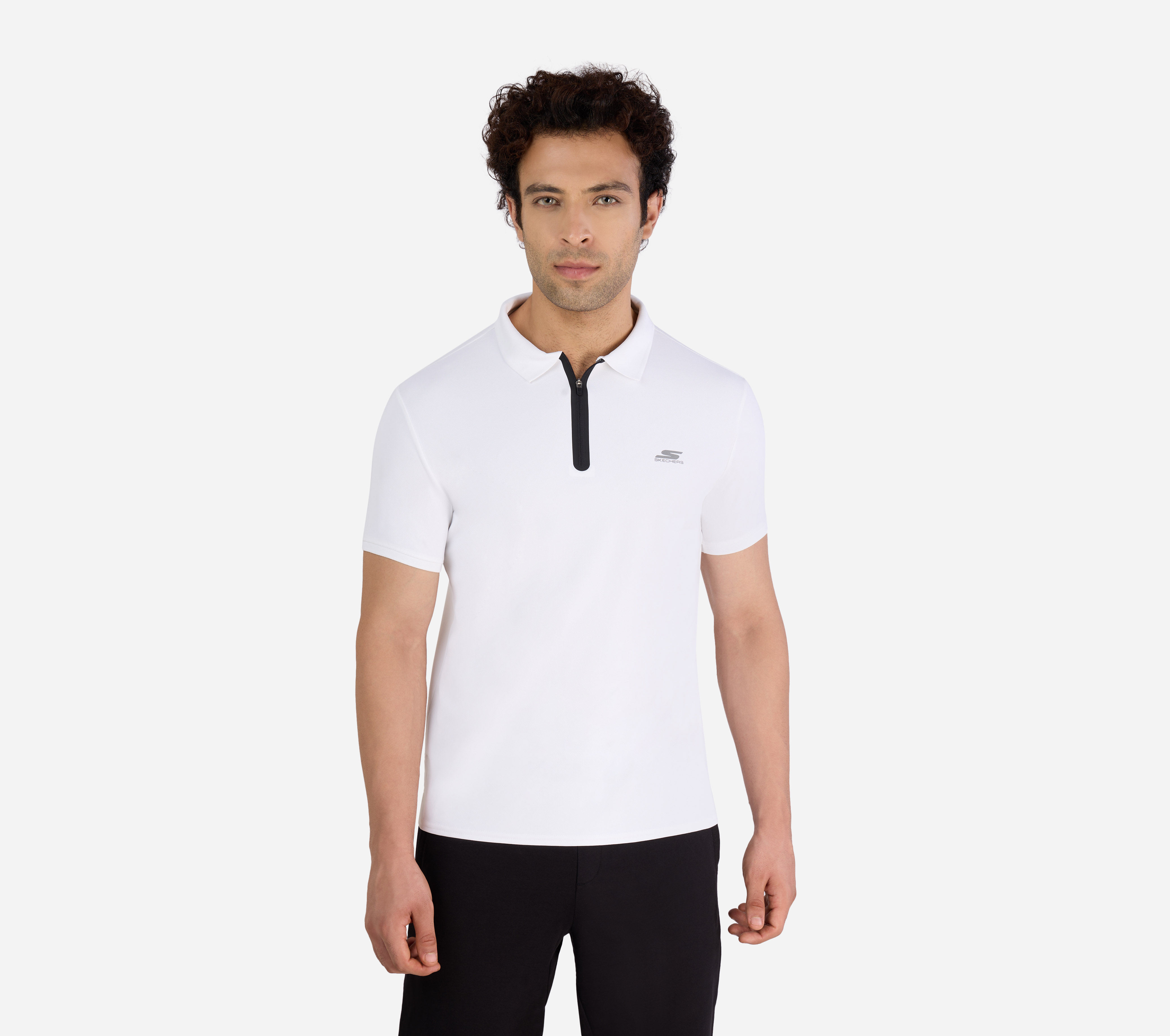 MENS 1/4 ZIP POLO, WHITE Apparel Lateral View