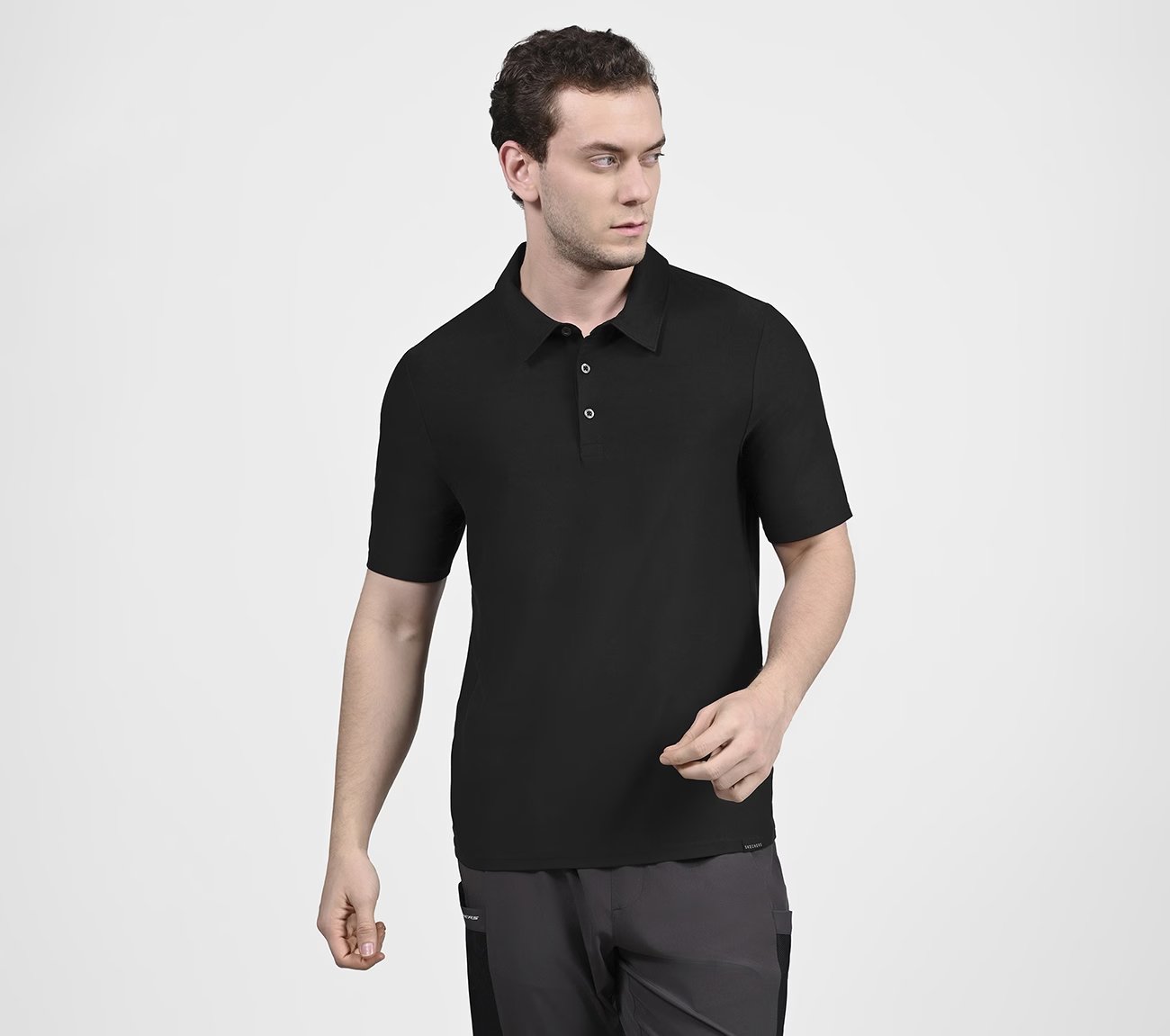 GODRI ALL DAY SOLID POLO, BBBBLACK Apparel Lateral View