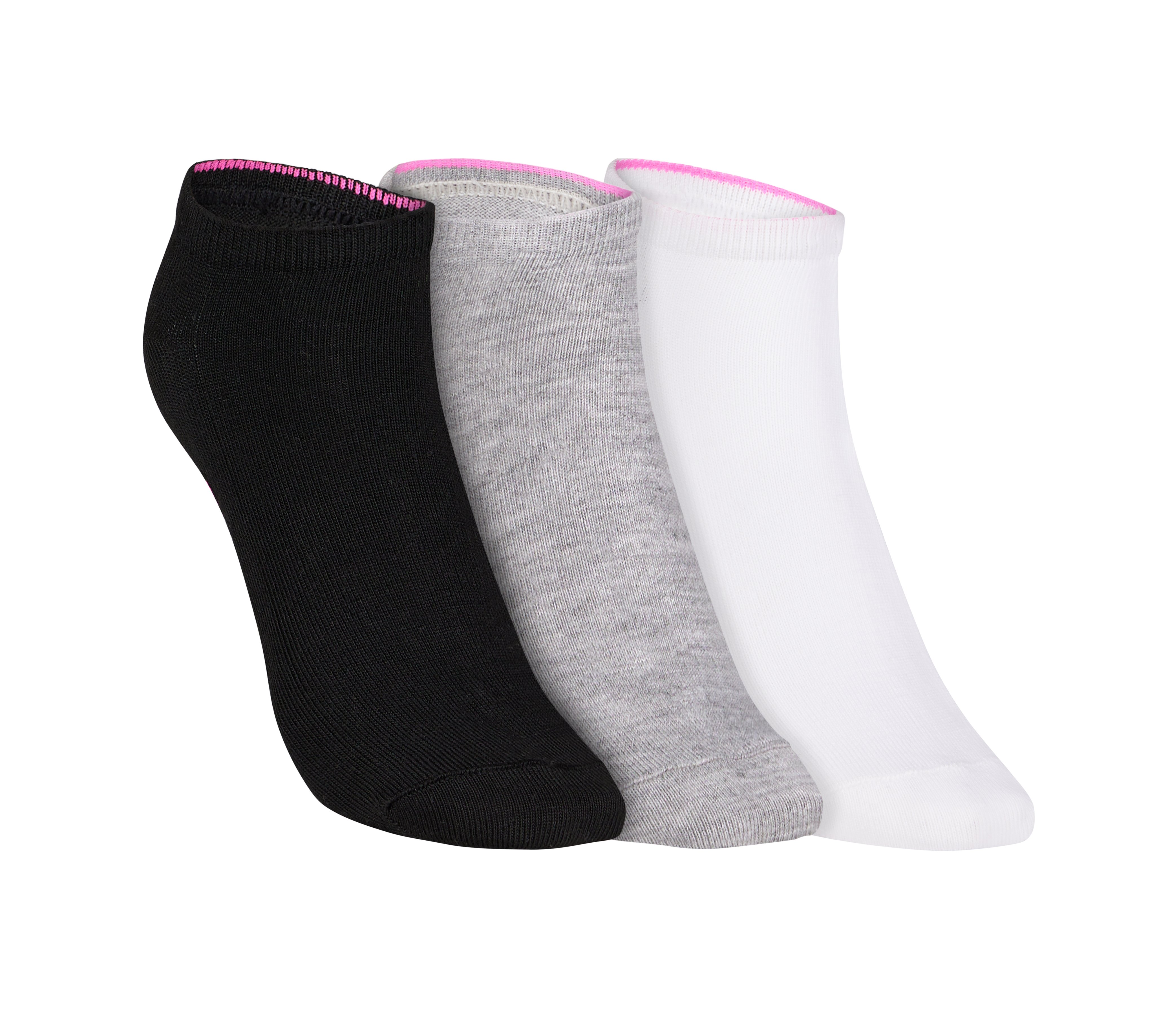 3PK WOMEN NON TERRY NO SHOW, WHITE/BLACK/GREY Accessories Lateral View