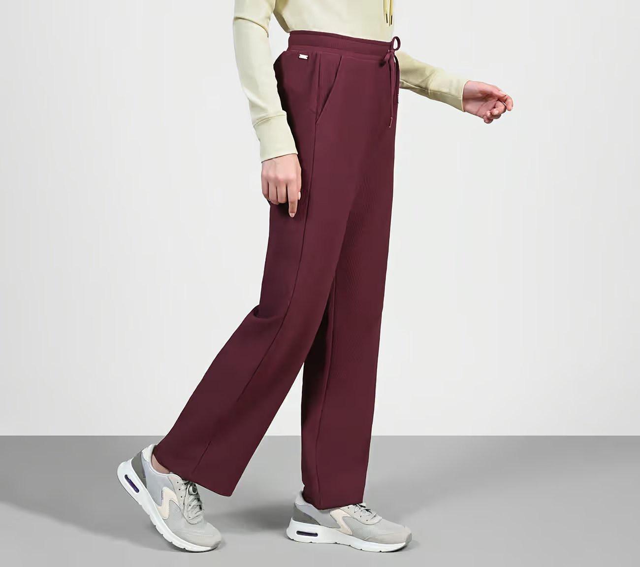 GOLUXE RIB PANT, BURGUNDY/PINK Apparel Bottom View