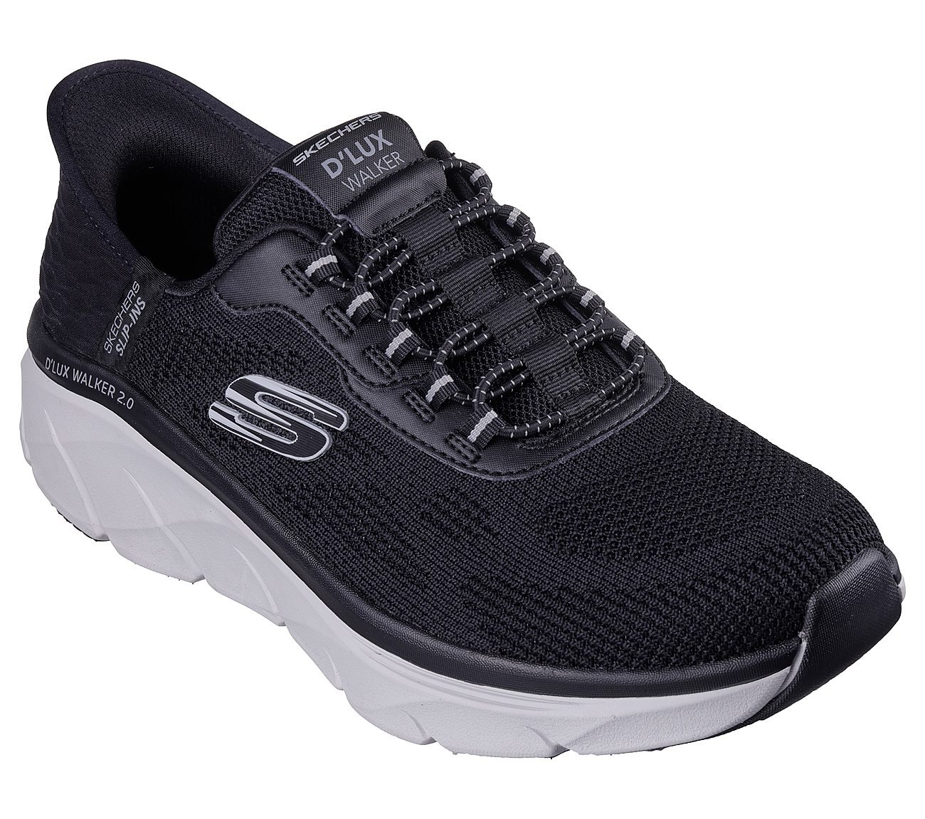 SKECHERS SLIP-INS RF: D'LUX WALKER 2.0 - REZINATE, BLACK Footwear Right View