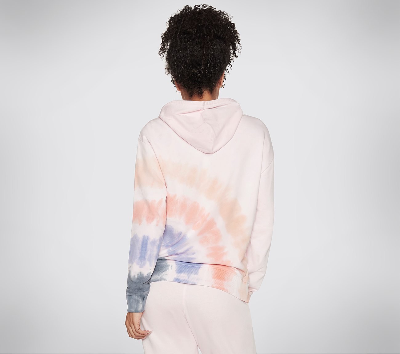 BOBS CRESCENT TIE DYE HOODIE, PINK Apparels Top View