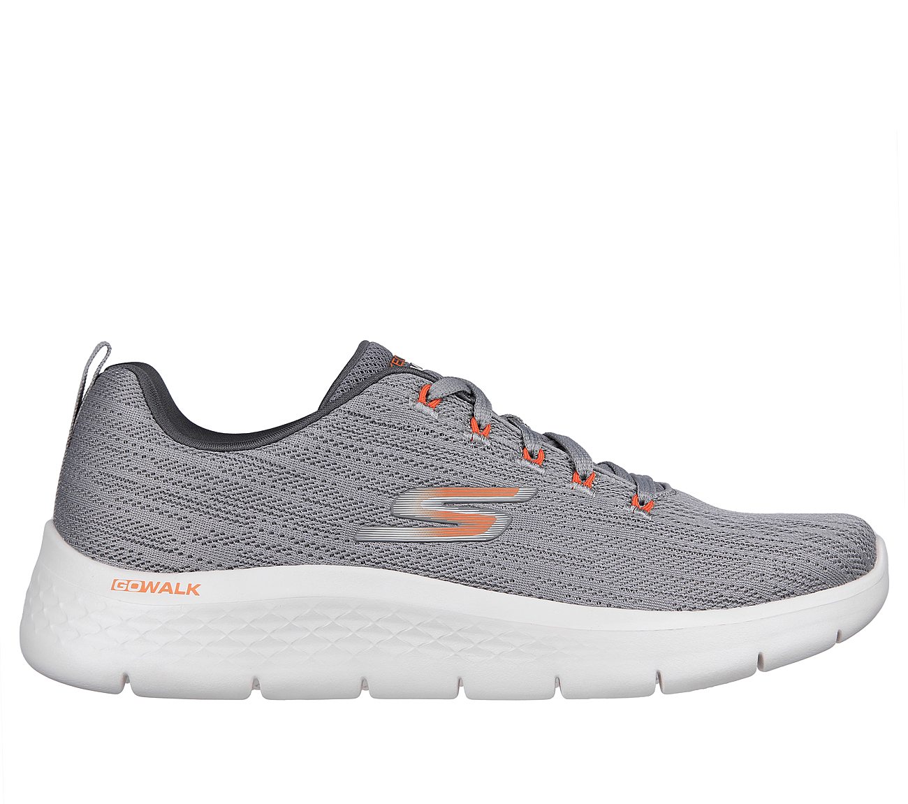 Skechers Grey/Orange Go-Walk-Flex- Lace Up Shoes For Men - Style ID ...