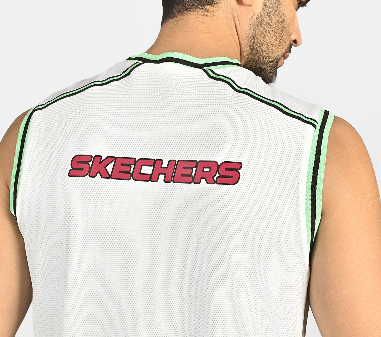 SKECHERS BASKETBALL MENS TANK, LIME/MULTI Apparel Left View