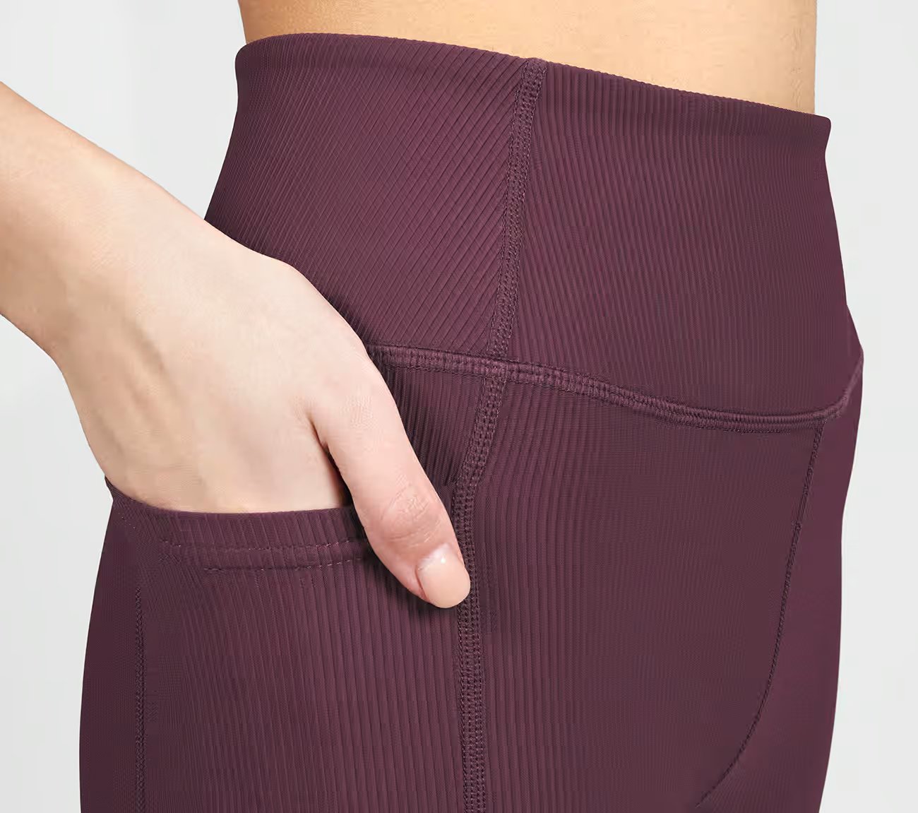 GOFLEX RIB FL HW LEGGING, BURGUNDY/PINK Apparel Right View