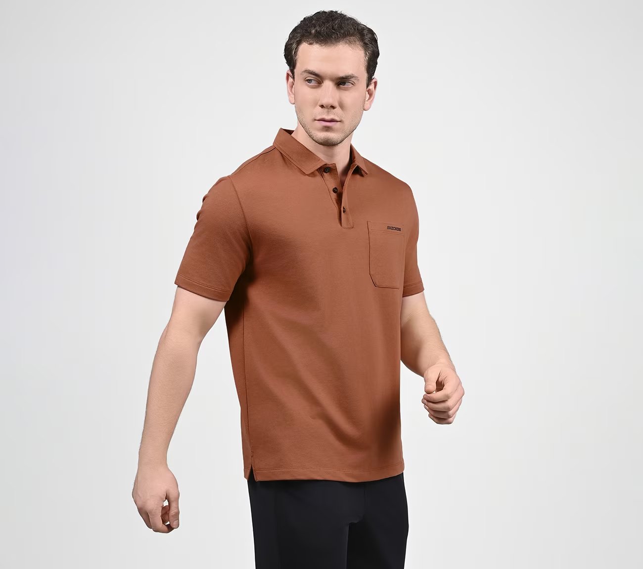 EARTH TERRY POLO, ORANGE/BROWN Apparel Bottom View