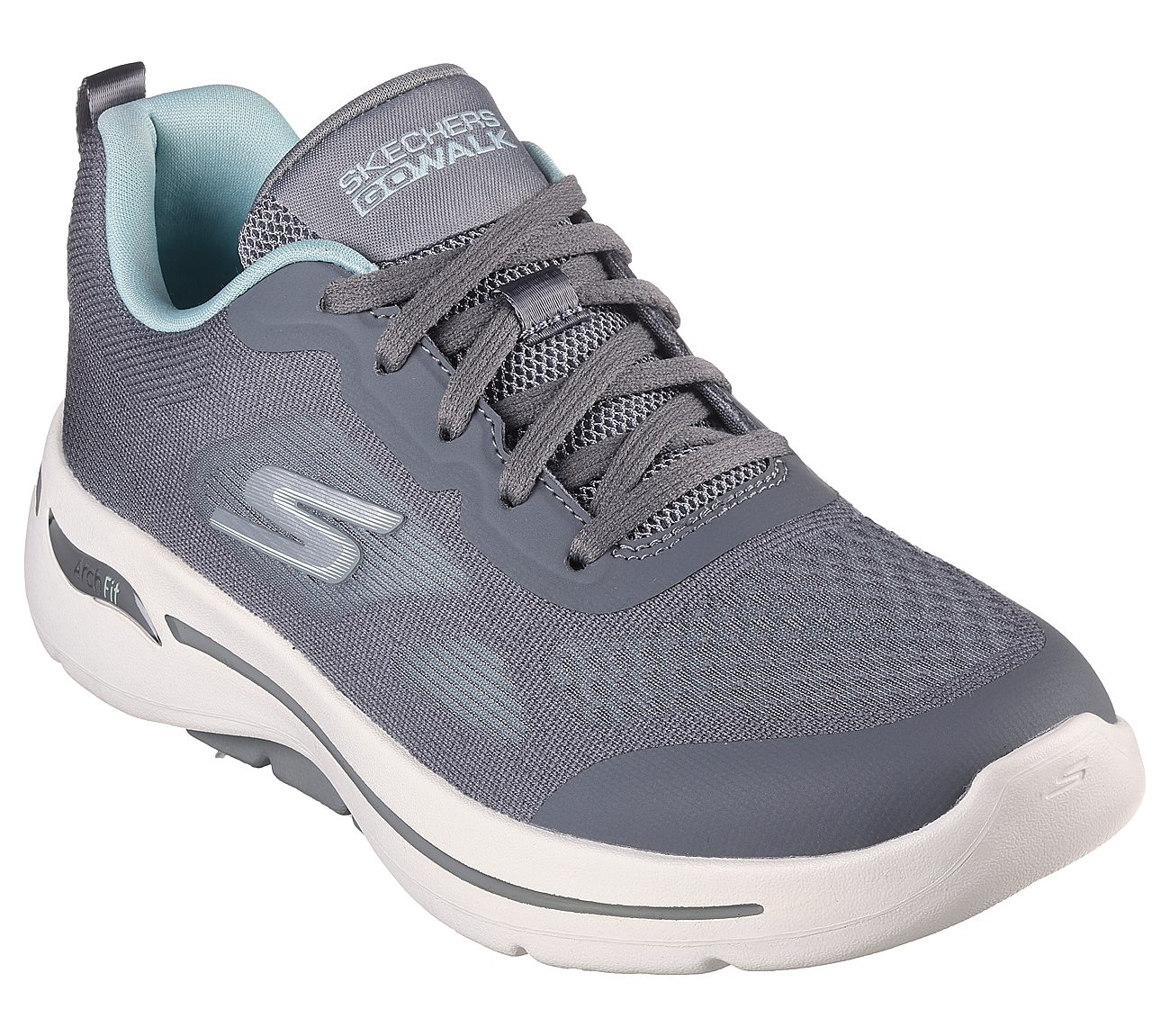 Skechers Grey/Aqua Go Walk Arch Fit F Womens Lace Up Shoes - Style ID ...