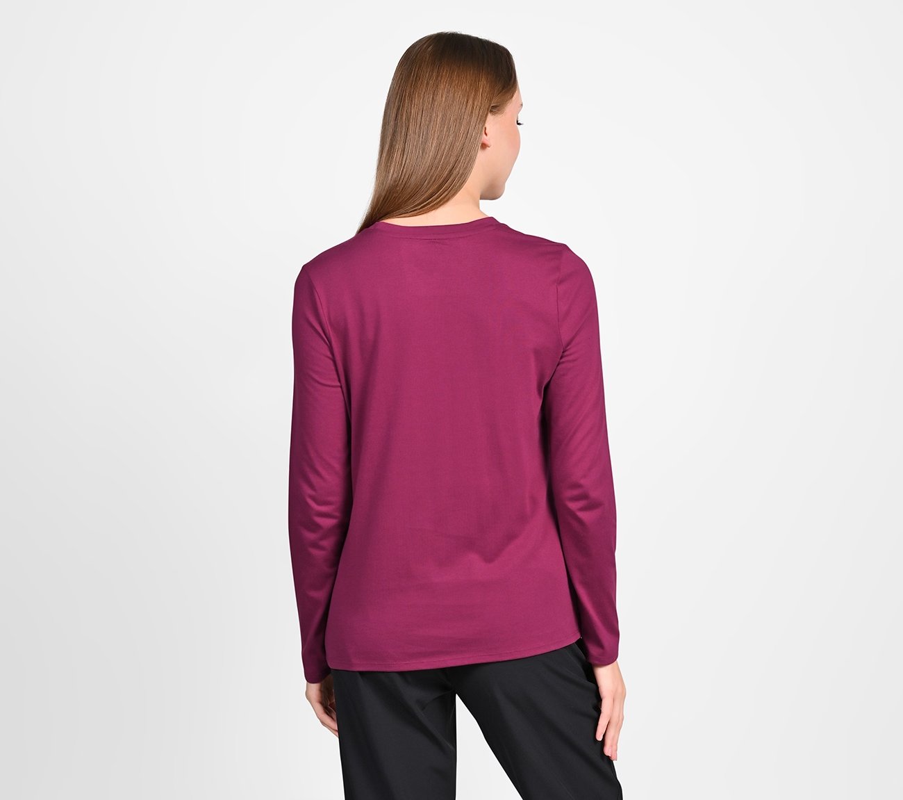 RHINESTONE BURST LS TEE, RED PLUM Apparel Left View