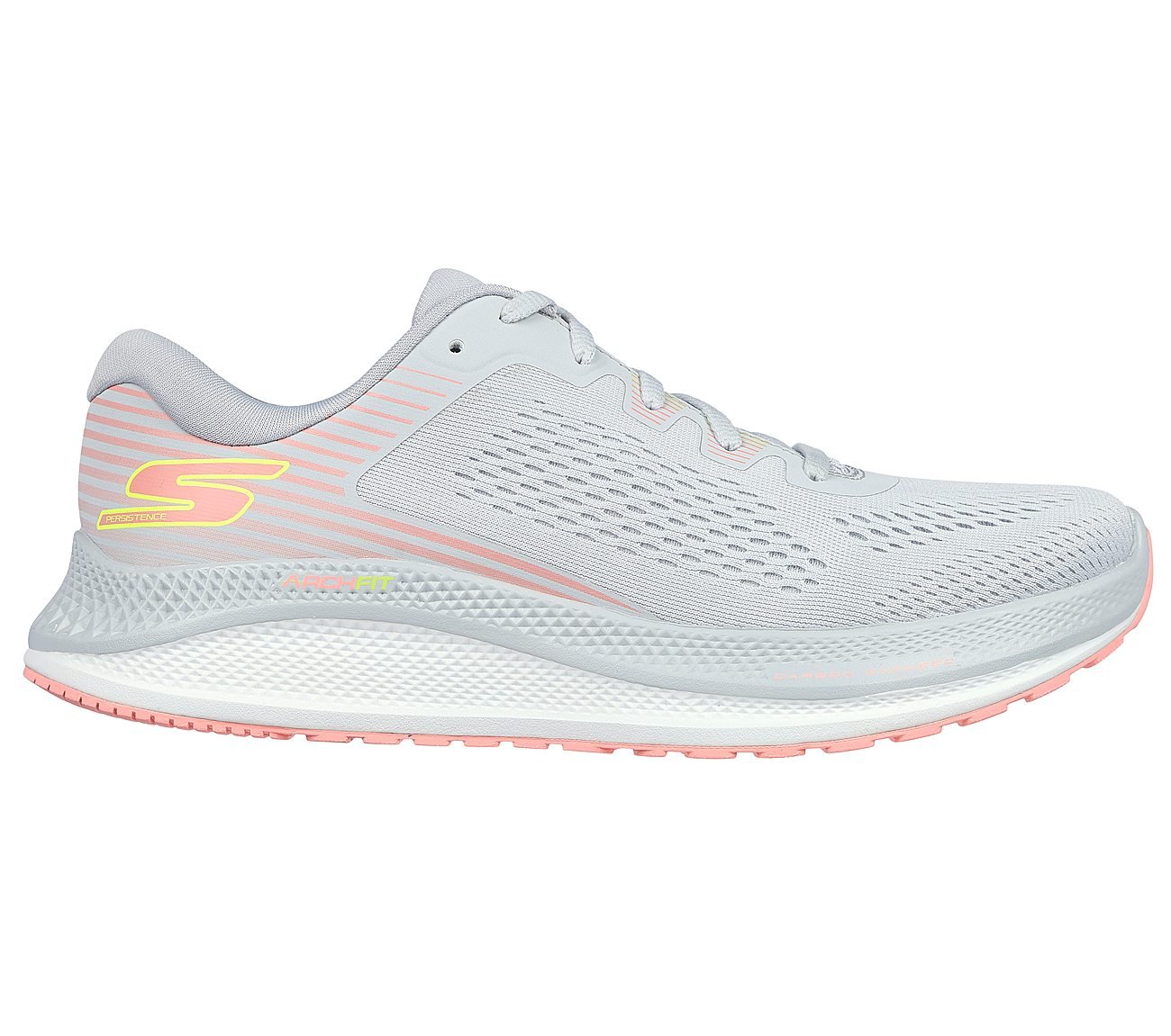 GO RUN PERSISTENCE, GRAY/PINK Footwear Lateral View