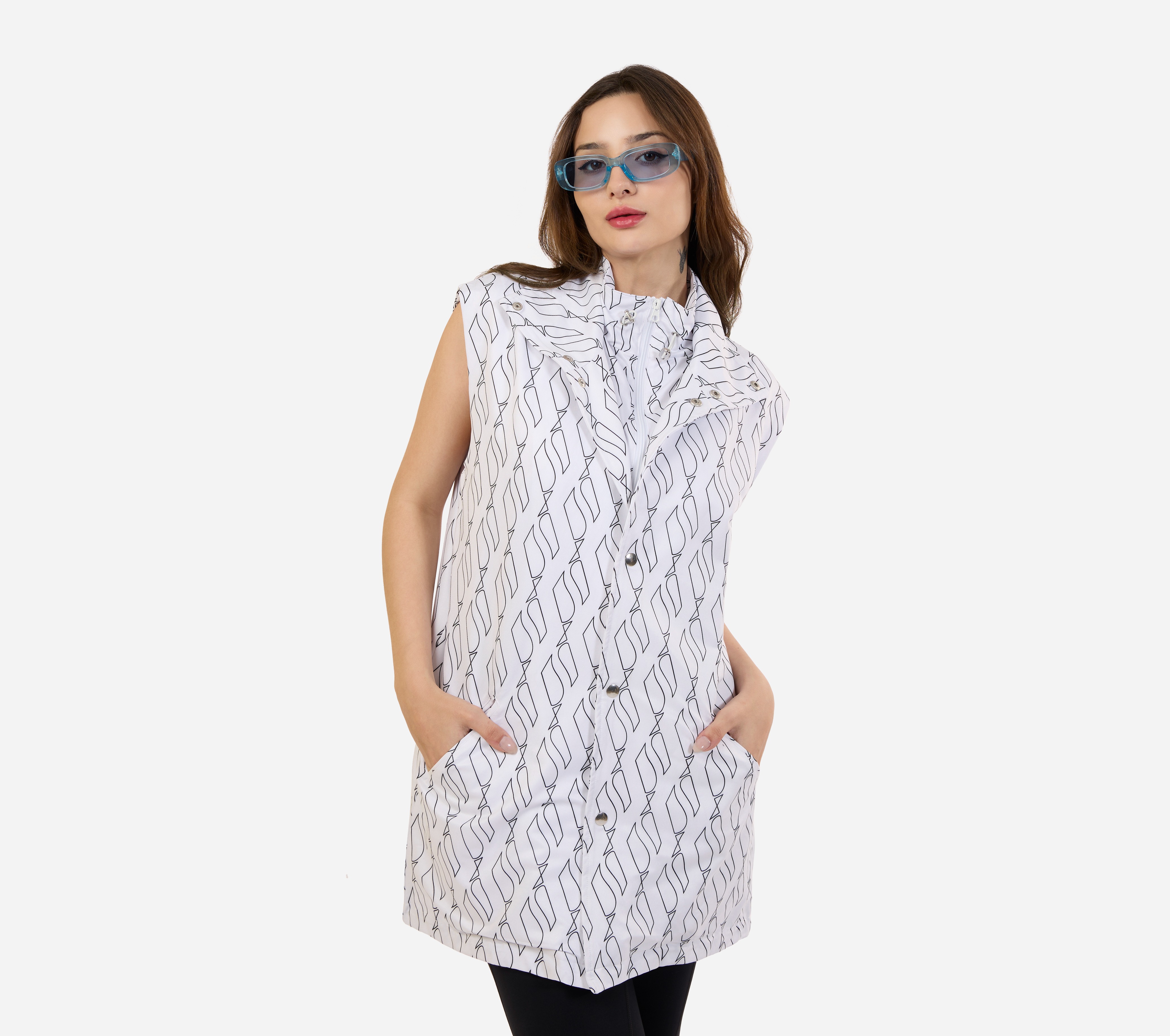 SLEEVELESS JACKET, OFFWHITE Apparel Lateral View