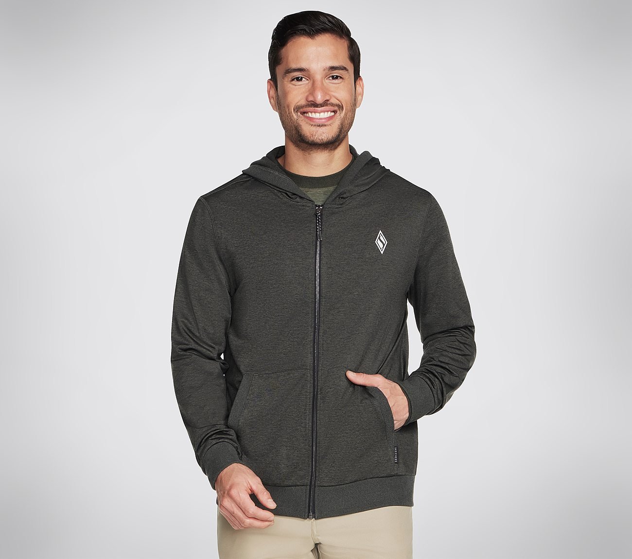 SKECH KNITS ULTRA GO FULL ZIP, OOLIVE Apparels Lateral View