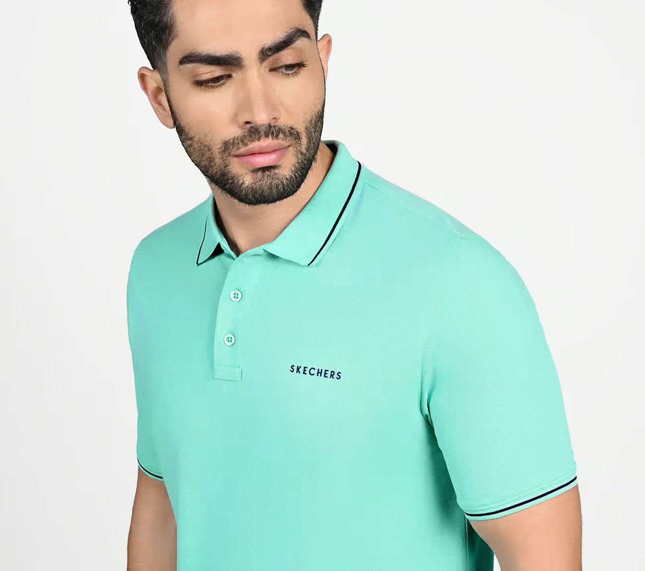 SKECHERS EVERYDAY POLO, AQUA Apparel Right View