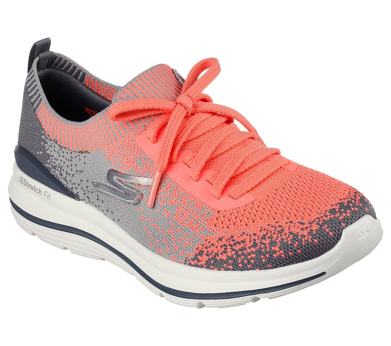 GO WALK STRETCH FIT, CHARCOAL/CORAL Footwear Right View